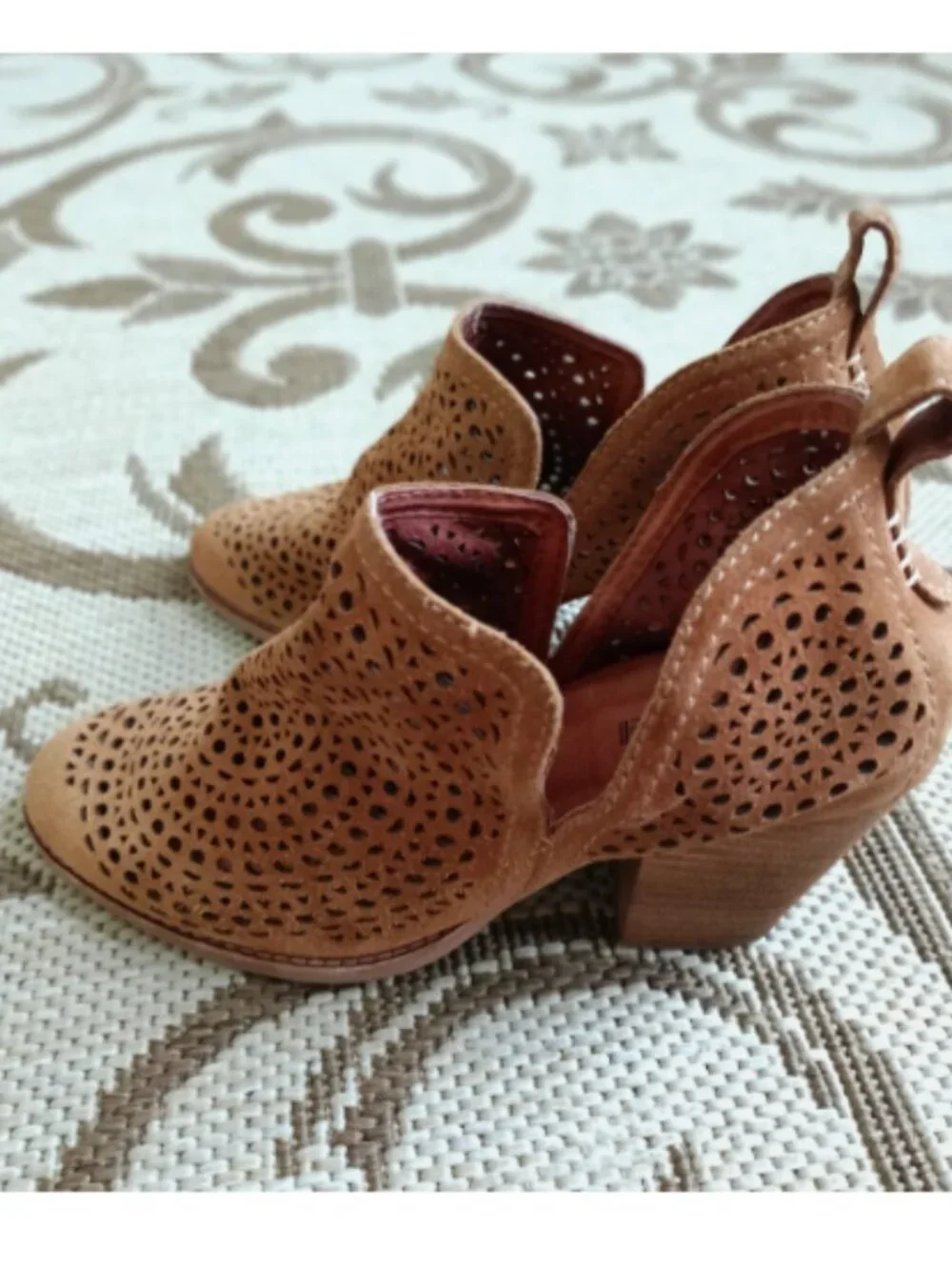 Jeffrey Campbell Laser-cut Suede Rosalee Booties Size 9 Brown